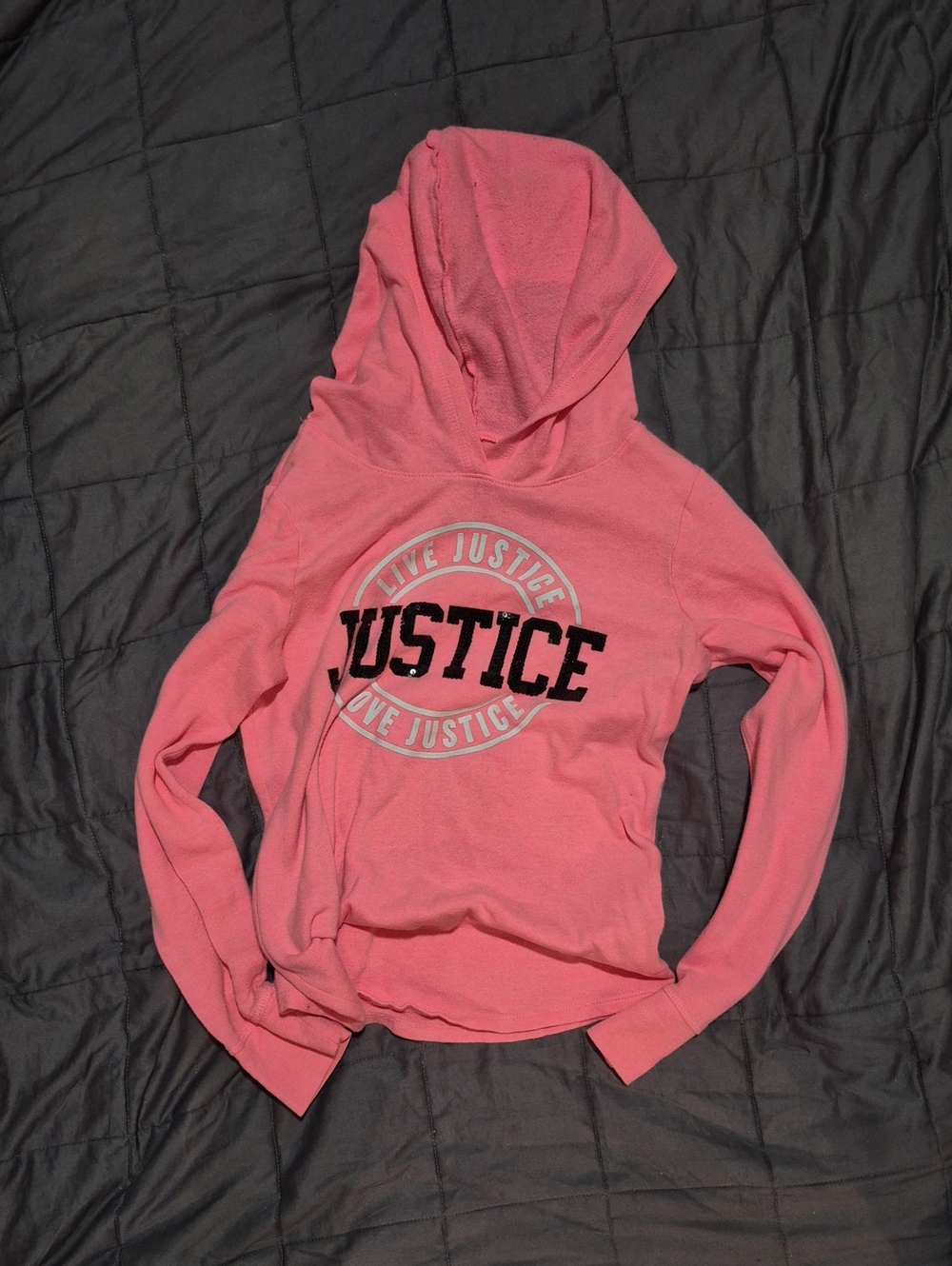 Justice Coral Pink Hoodie with Contrast Logo